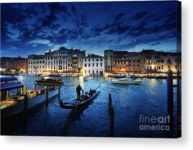 Dusk Acrylic Print featuring the photograph Grand Canal In Sunset Time Venice by Iakov Kalinin
