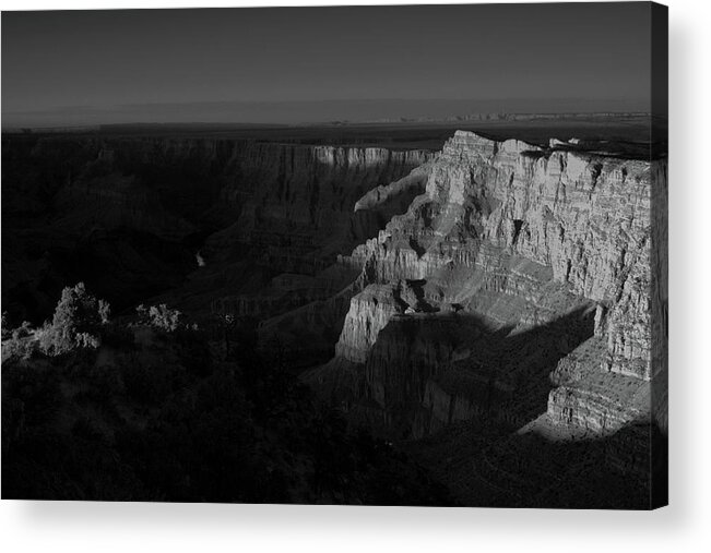 Grand Acrylic Print featuring the photograph Grand Canyon Black and White, Desert View Point by Chance Kafka