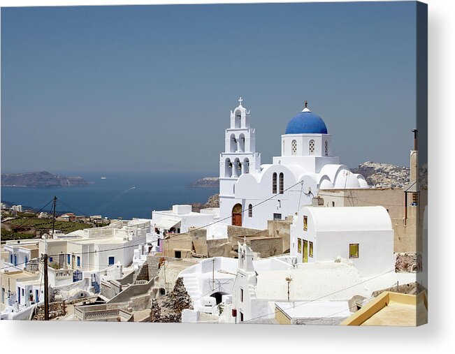 Greece Acrylic Print featuring the photograph Greece, Santorini, Pyrgos, Church With by Andrew Holt