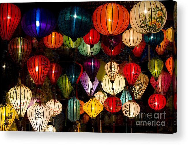 Sparkle Acrylic Print featuring the photograph Handcrafted Lanterns In Ancient Town by Jimmy Tran