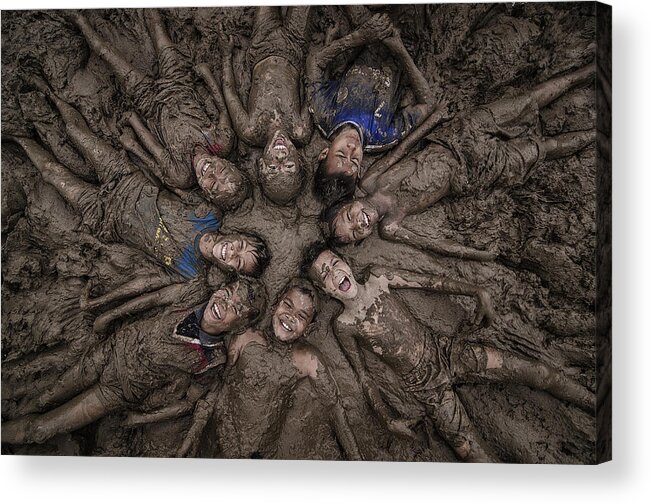 Happy Acrylic Print featuring the photograph Happy Childrens by Daniel Saputra