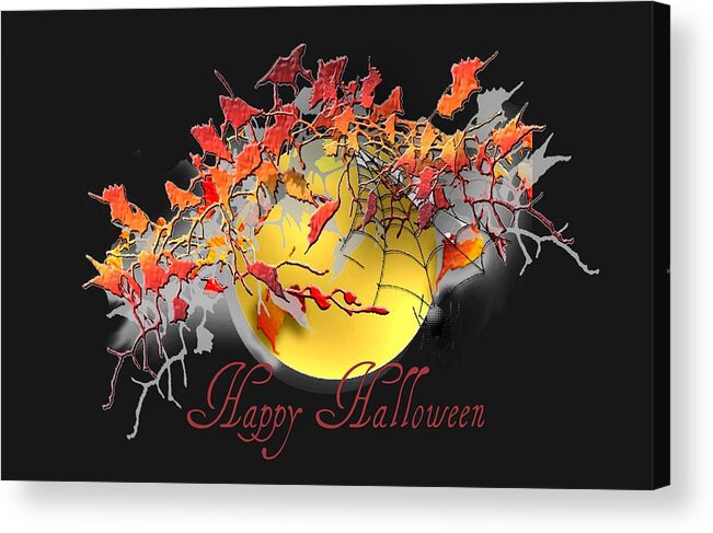 Holiday Acrylic Print featuring the mixed media Happy Halloween by Belinda Landtroop