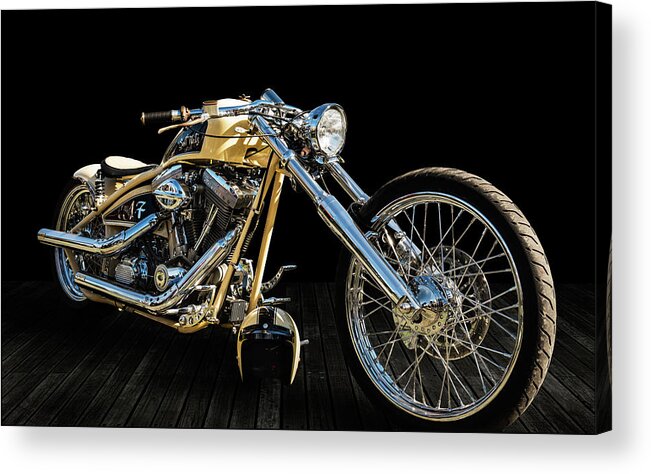 Harley Acrylic Print featuring the photograph Harley Chopper - Salt Flats by Andy Romanoff