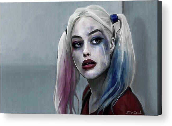 Dark Acrylic Print featuring the painting Harley Quinn - Suicide Squad by Joseph Oland