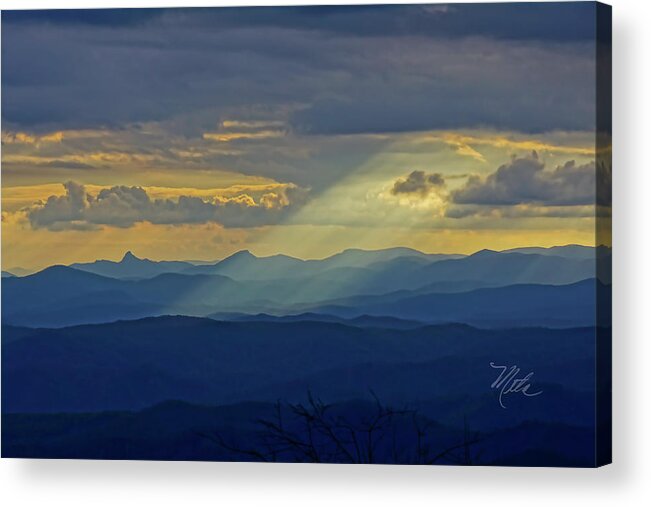 Light Ray Acrylic Print featuring the photograph Hawks Bill Mountain Sunset by Meta Gatschenberger
