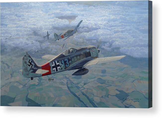 Focke-wulf Fw-190 Acrylic Print featuring the painting High Tension by Steven Heyen