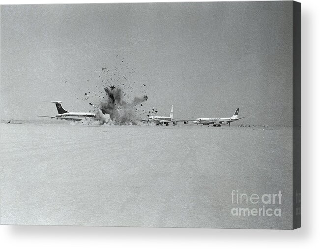 Social Issues Acrylic Print featuring the photograph Hijackers Destroying Airplanes by Bettmann