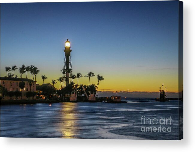 Light Acrylic Print featuring the photograph Hillsboro Light Reflection by Tom Claud