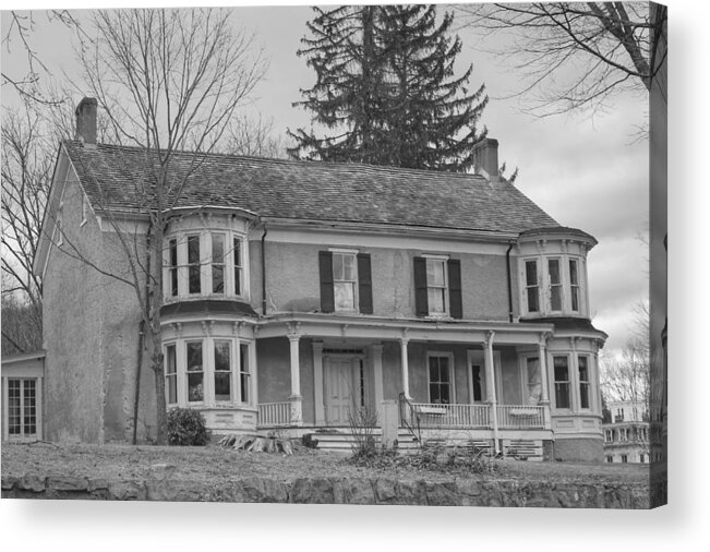 Waterloo Village Acrylic Print featuring the photograph Historic Mansion With Towers - Waterloo Village by Christopher Lotito