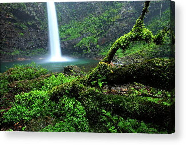 Blurred Motion Acrylic Print featuring the photograph Hongtan Waterfall by Bihaibo