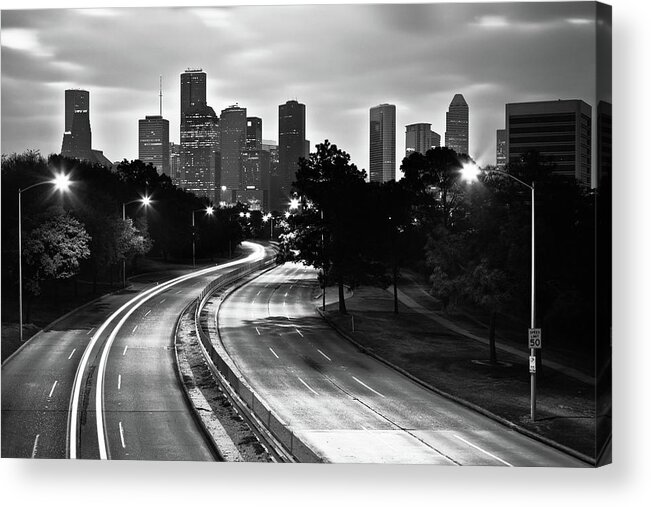 Scenics Acrylic Print featuring the photograph Houston, Skyline In Black And White by Moreiso