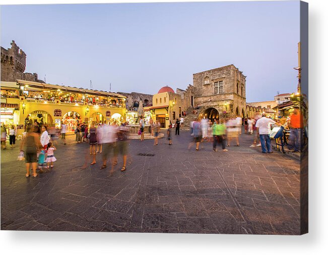 Greece Acrylic Print featuring the photograph Hyppocratus Square In The Old Town by Maremagnum
