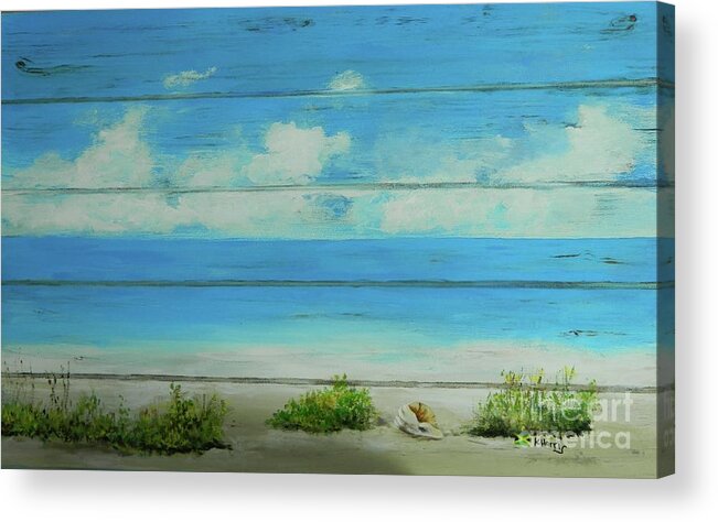 Caribbean Sea Acrylic Print featuring the painting I Love The Beach 1 by Kenneth Harris