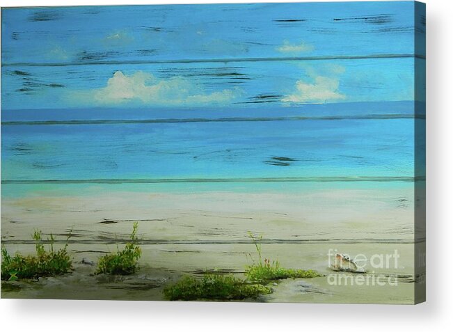 Tropical Landscape Acrylic Print featuring the painting I Love The Beach 2 by Kenneth Harris