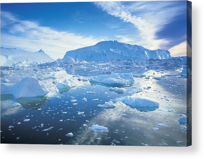 Scenics Acrylic Print featuring the photograph Icebergs, Disko Bay, Greenland by Peter Adams