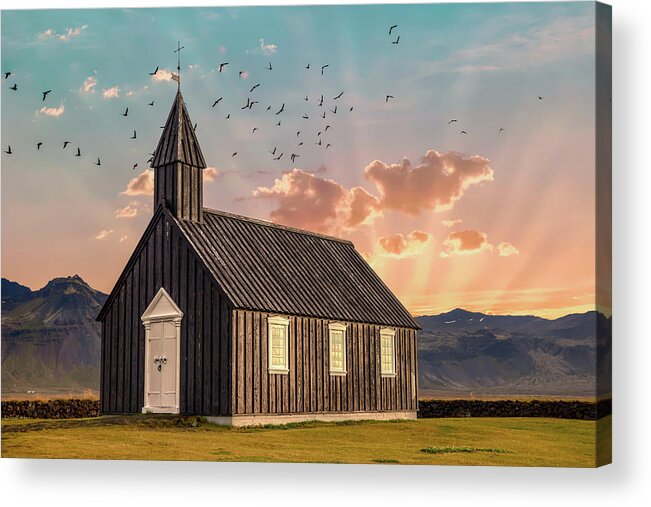 Iceland Acrylic Print featuring the photograph Iceland Chapel by David Letts