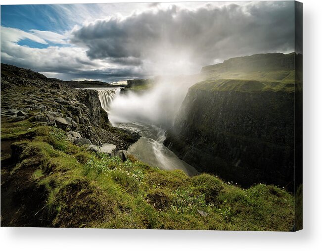 Estock Acrylic Print featuring the digital art Iceland, Dettifoss Waterfall by Massimiliano De Santis