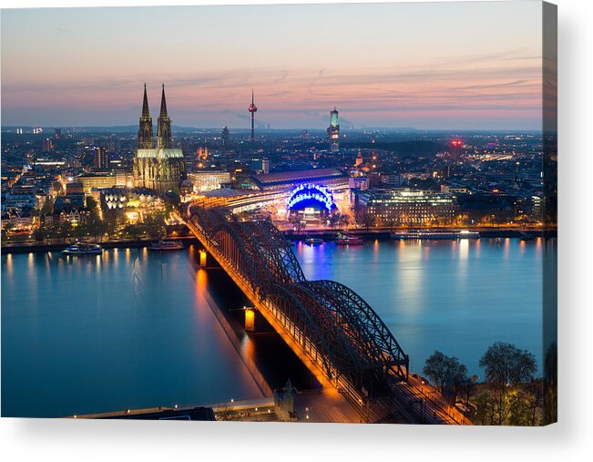 Cityscape Acrylic Print featuring the photograph Image Of Cologne With Cologne Cathedral by Prasit Rodphan
