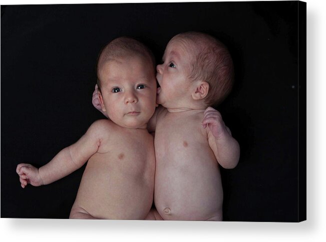 Twin Babies Portrait Acrylic Print featuring the photograph Img_8668 by Nora Hernandez
