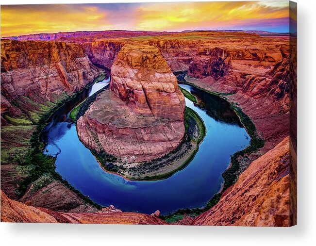 America Acrylic Print featuring the photograph Intense Sunrise at Horseshoe Bend - Page Arizona by Gregory Ballos