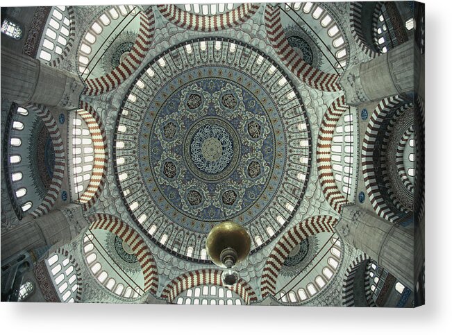 Ceiling Acrylic Print featuring the photograph Interior View Of Selimiye Mosque, Low by Murat Taner