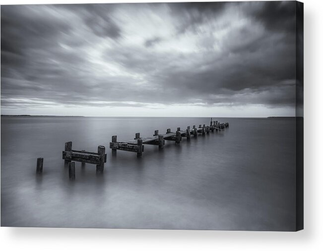 Pier Acrylic Print featuring the photograph Into the Sea by Rob Davies
