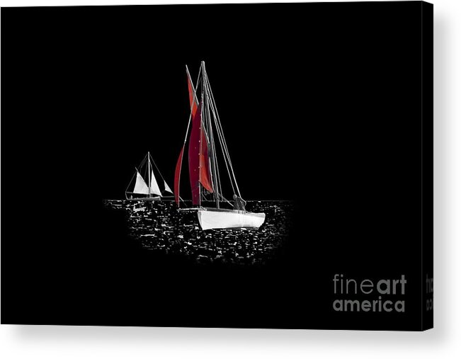 Working Boat Acrylic Print featuring the photograph Isolated Yacht Carrick Roads on a transparent background by Terri Waters