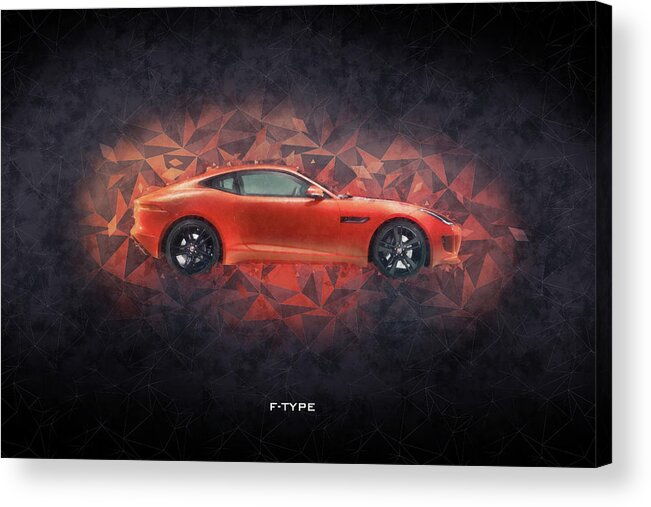 Jaguar F-type Acrylic Print featuring the digital art Jaguar F-Type by Airpower Art