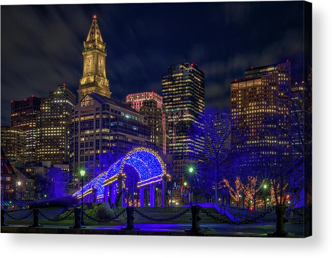 Boston Acrylic Print featuring the photograph January Evening at Christopher Columbus Park by Kristen Wilkinson