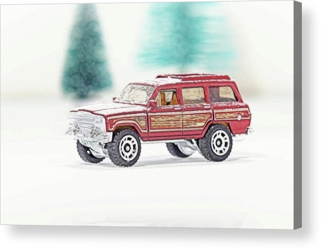 2018 Acrylic Print featuring the photograph Jeep Wagoner with Snow by Wade Brooks
