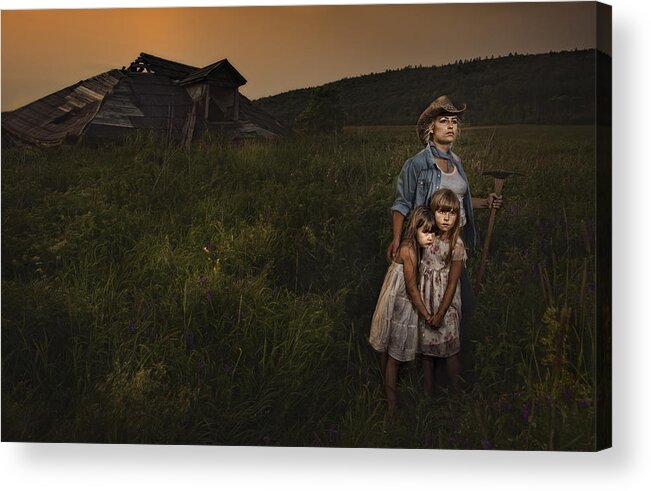 Portrait Acrylic Print featuring the photograph Jess And The Kids by Claude Brazeau