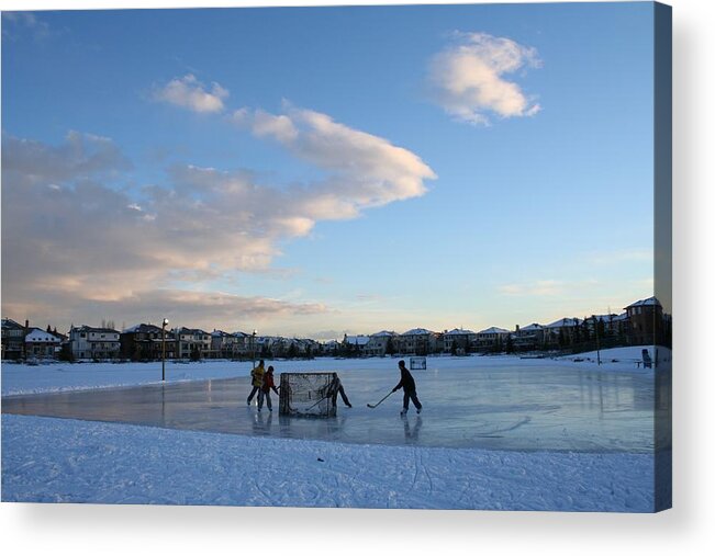 Goal Acrylic Print featuring the photograph Kids Hockey Game by Imaginegolf