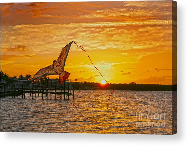 Kite Acrylic Print featuring the photograph Kite at Key Largo Sunset by Catherine Sherman