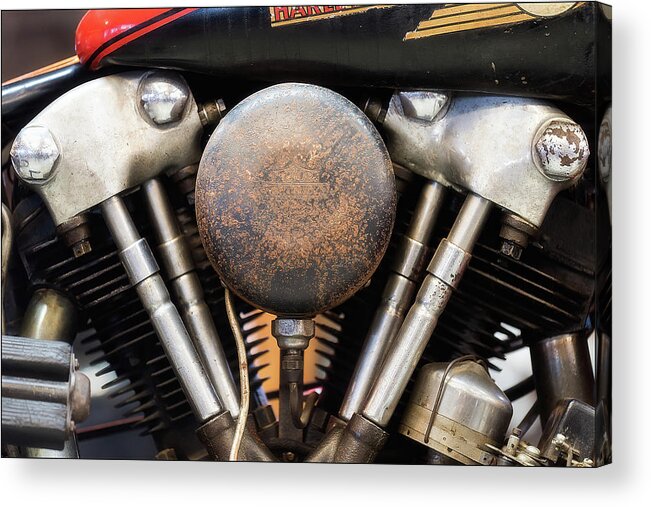 Harley Acrylic Print featuring the photograph Knucklehead Motor by Andy Romanoff