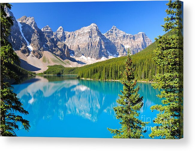 Boulder Acrylic Print featuring the photograph Lake Moraine Ab Canada by Richard Cavalleri
