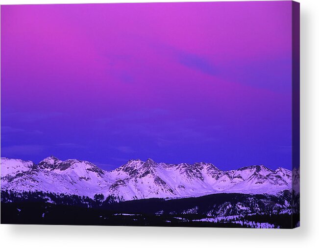 San Juan Mountains Acrylic Print featuring the photograph Landscape Mountain Winter Sunset by Amygdala imagery