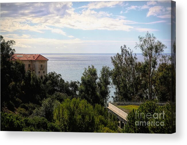 J.p. Getty Acrylic Print featuring the photograph Landscape View Pacific Ocean Getty Villa by Chuck Kuhn