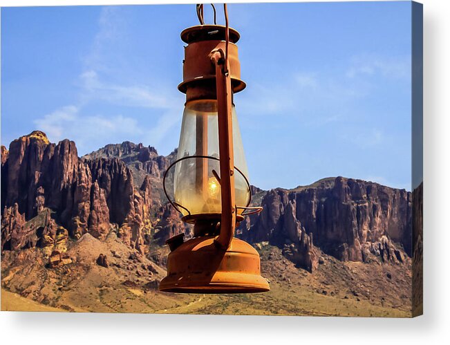Apache Trail Acrylic Print featuring the photograph Lantern over Superstitions by Dawn Richards