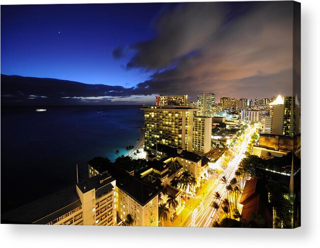 Outdoors Acrylic Print featuring the photograph Last Day Light And First City Light by Photograph By Quan Yuan