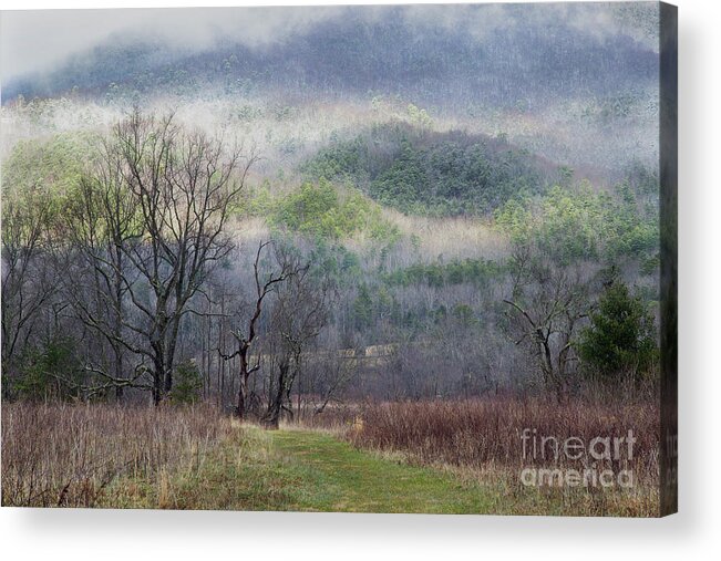 Smoky Mountains Acrylic Print featuring the photograph Light Mountain Snow by Mike Eingle