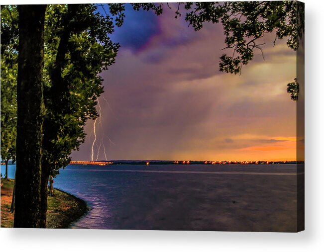 Grand Lake Acrylic Print featuring the photograph Lightening Over the Lake by David Wagenblatt