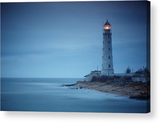Scenics Acrylic Print featuring the photograph Lighthouse At Night by Sandsun