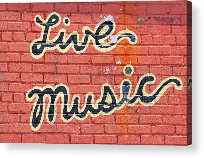 Concert Acrylic Print featuring the photograph Live Music Written On A Wall by Riou
