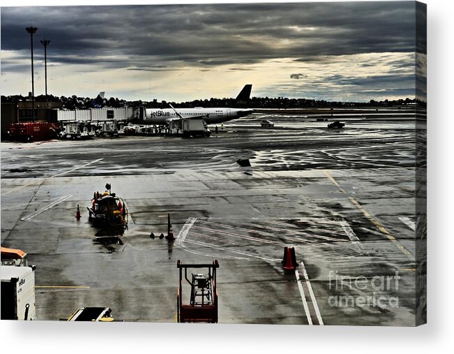 Airport Acrylic Print featuring the photograph Logan Airport Overcast Day by Sarah Loft