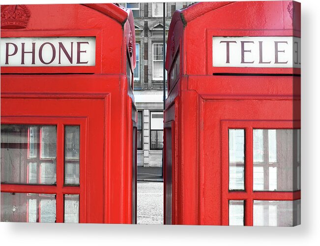 Two Objects Acrylic Print featuring the photograph London Telephones by Richard Newstead