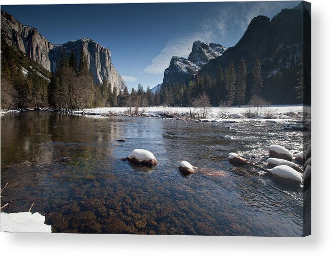 Scenics Acrylic Print featuring the photograph Looking Up The Merced River In Yosemite by Michael Mike L. Baird Flickr.bairdphotos.com