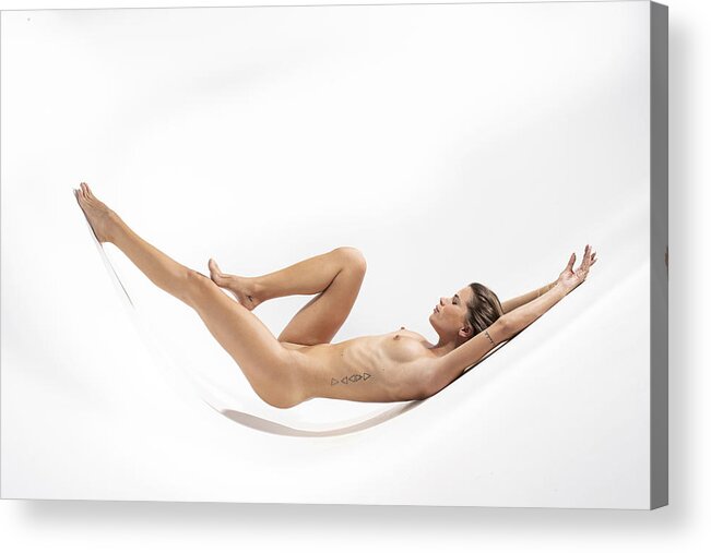 Fine Art Nude Acrylic Print featuring the photograph Lorena In Waves by Joan Gil Raga