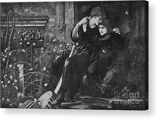 Pre-raphaelite Acrylic Print featuring the drawing Love Among The Ruins by Print Collector