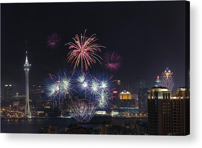 Macau
Fireworks
City Acrylic Print featuring the photograph Macau Fireworks Festival by Royhoo