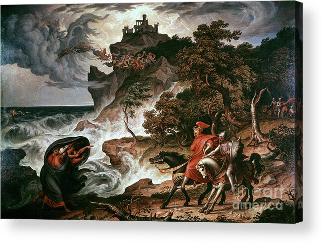 Horse Acrylic Print featuring the drawing Macbeth And The Witches, 1835. Artist by Print Collector